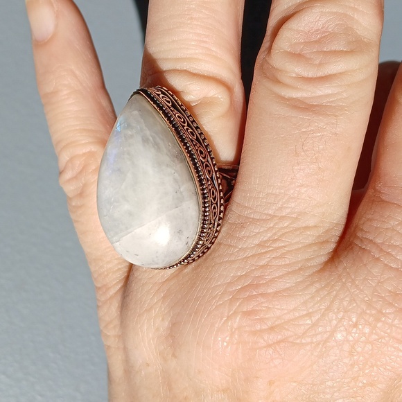 New Rainbow Moonstone 925 Silver Ring. - Picture 9 of 12